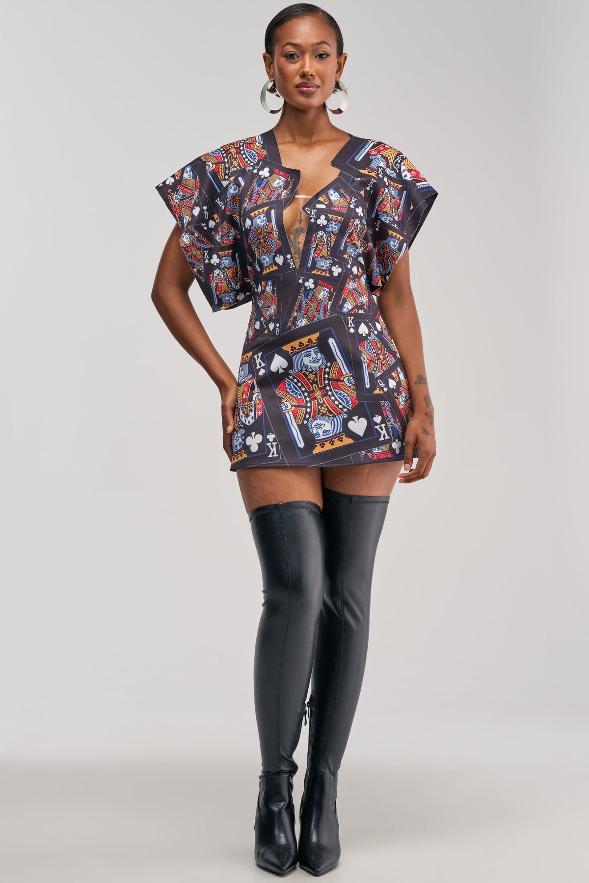 HOUSE OF CARDS MINI DRESS IN BLACK MULTI