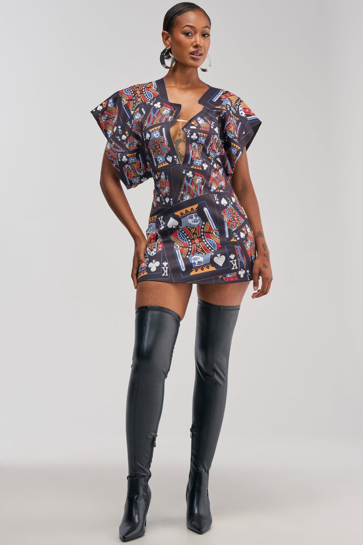 HOUSE OF CARDS MINI DRESS IN BLACK MULTI