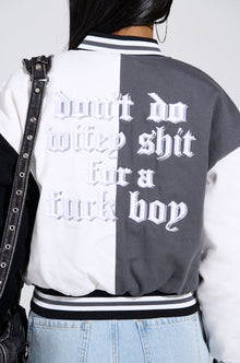 NOT YOUR BABE EMBROIDERED BOMBER