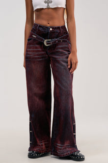 MIDNIGHT MERLOT VELVET DENIM PANTS