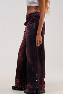 MIDNIGHT MERLOT VELVET DENIM PANTS