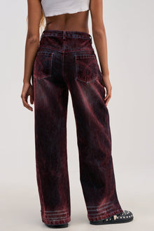MIDNIGHT MERLOT VELVET DENIM PANTS