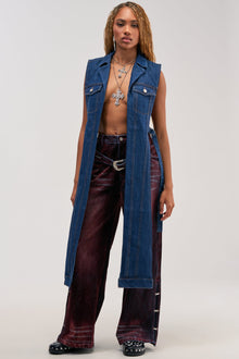 MIDNIGHT MERLOT VELVET DENIM PANTS