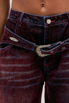 MIDNIGHT MERLOT VELVET DENIM PANTS