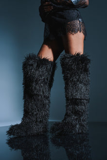 Sisoras AZALEA WANG TEMPLETON BLACK POODLE FAUX FUR OVER THE KNEE BOOT