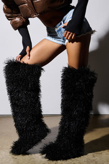 Sisoras AZALEA WANG TEMPLETON BLACK POODLE FAUX FUR OVER THE KNEE BOOT
