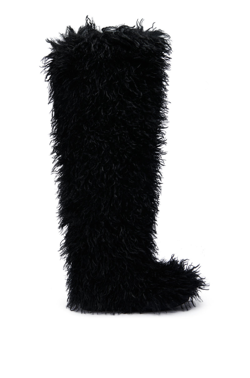 Sisoras AZALEA WANG TEMPLETON BLACK POODLE FAUX FUR OVER THE KNEE BOOT