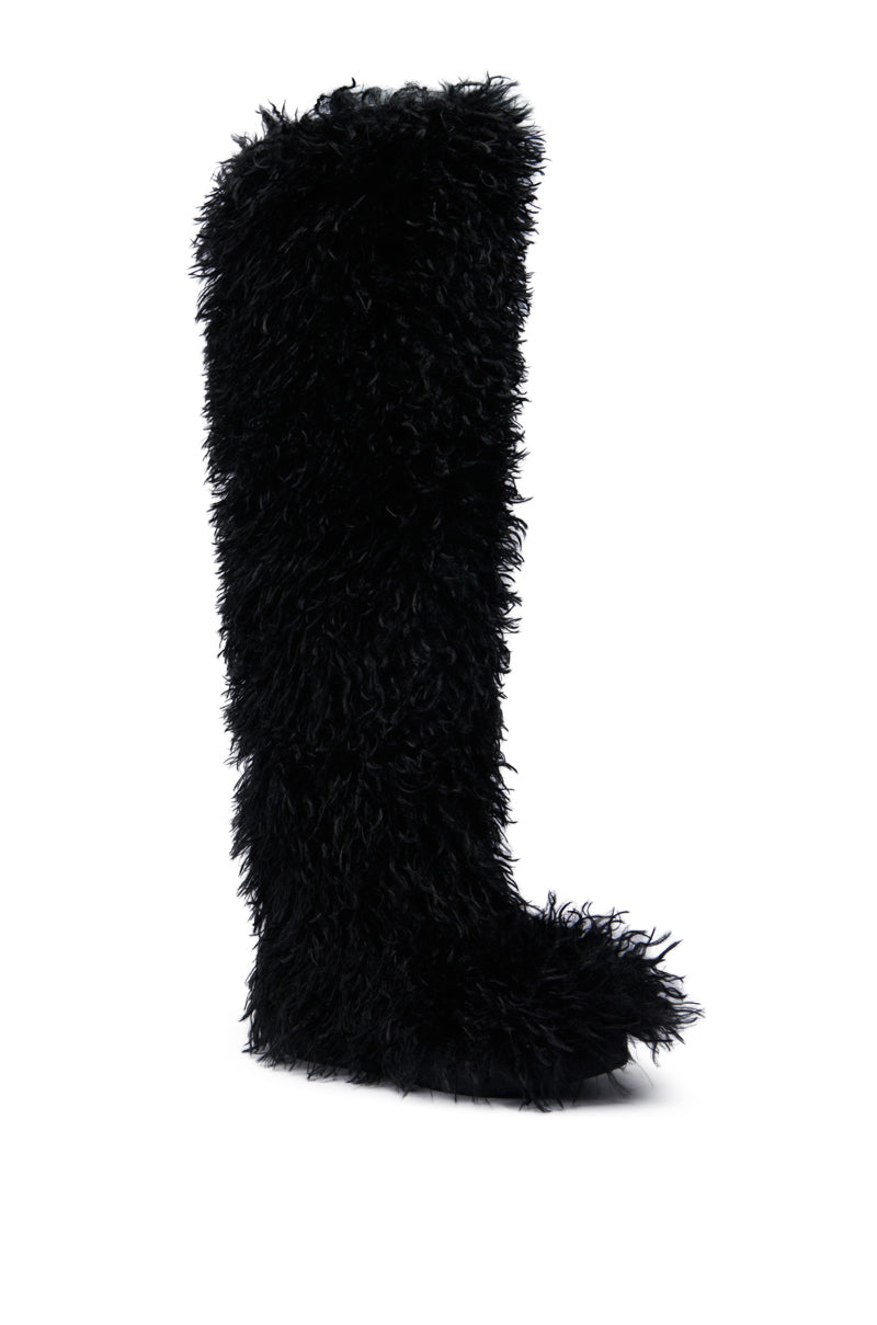 Sisoras AZALEA WANG TEMPLETON BLACK POODLE FAUX FUR OVER THE KNEE BOOT