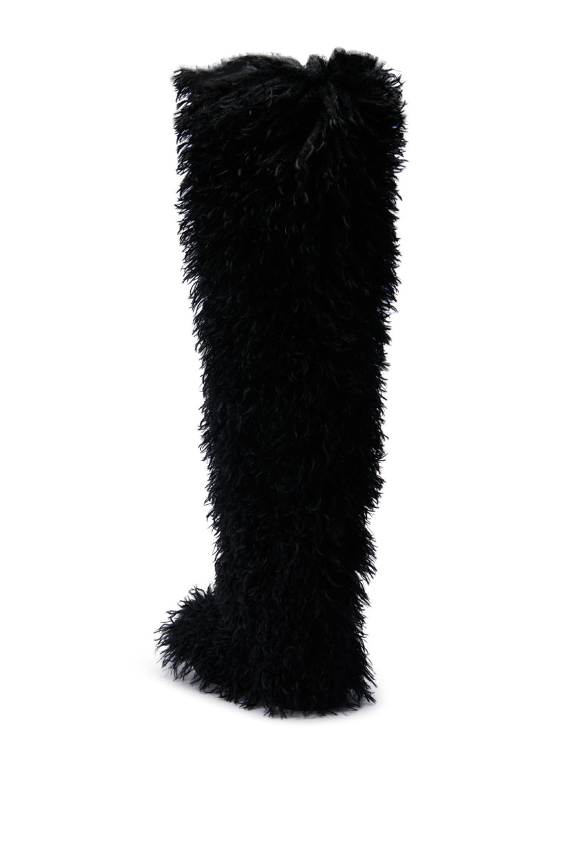 Sisoras AZALEA WANG TEMPLETON BLACK POODLE FAUX FUR OVER THE KNEE BOOT