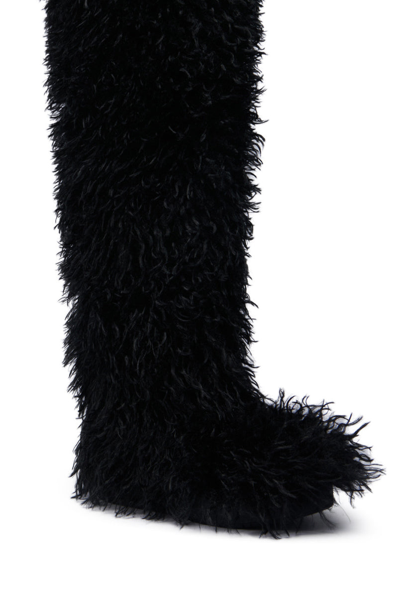 Sisoras AZALEA WANG TEMPLETON BLACK POODLE FAUX FUR OVER THE KNEE BOOT