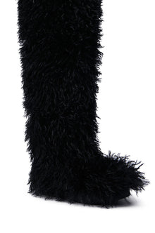 Sisoras AZALEA WANG TEMPLETON BLACK POODLE FAUX FUR OVER THE KNEE BOOT