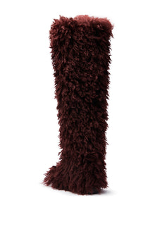 Sisoras AZALEA WANG TEMPLETON BURGUNDY FAUX POODLE FUR OVER THE KNEE BOOT