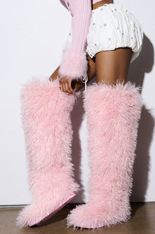 Sisoras AZALEA WANG TEMPLETON PINK POODLE FAUX FUR OVER THE KNEE BOOT