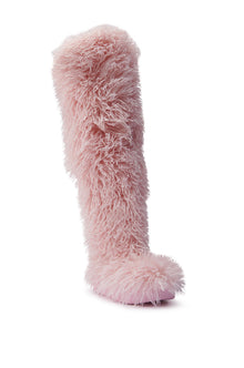 Sisoras AZALEA WANG TEMPLETON PINK POODLE FAUX FUR OVER THE KNEE BOOT