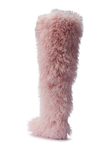 Sisoras AZALEA WANG TEMPLETON PINK POODLE FAUX FUR OVER THE KNEE BOOT