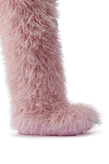 Sisoras AZALEA WANG TEMPLETON PINK POODLE FAUX FUR OVER THE KNEE BOOT