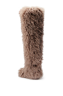 Sisoras AZALEA WANG TEMPLETON TAUPE FAUX POODLE FUR OVER THE KNEE BOOT