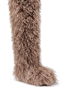 Sisoras AZALEA WANG TEMPLETON TAUPE FAUX POODLE FUR OVER THE KNEE BOOT