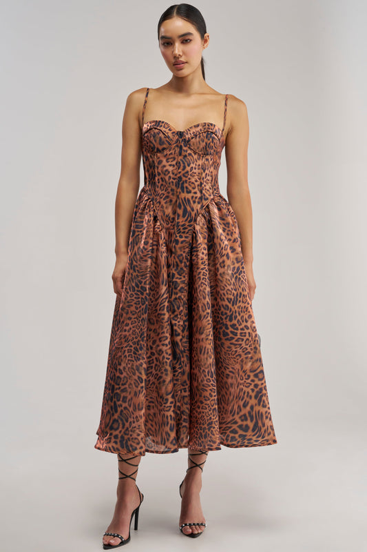 CHEETAH SISTERS MIDI DRESS