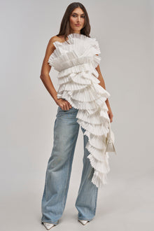 LUXURIOUS ASYMMETRICAL TOP IN WHITE