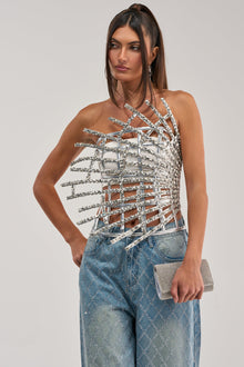 MADE YA LOOK RHINESTONE CAGE CORSET