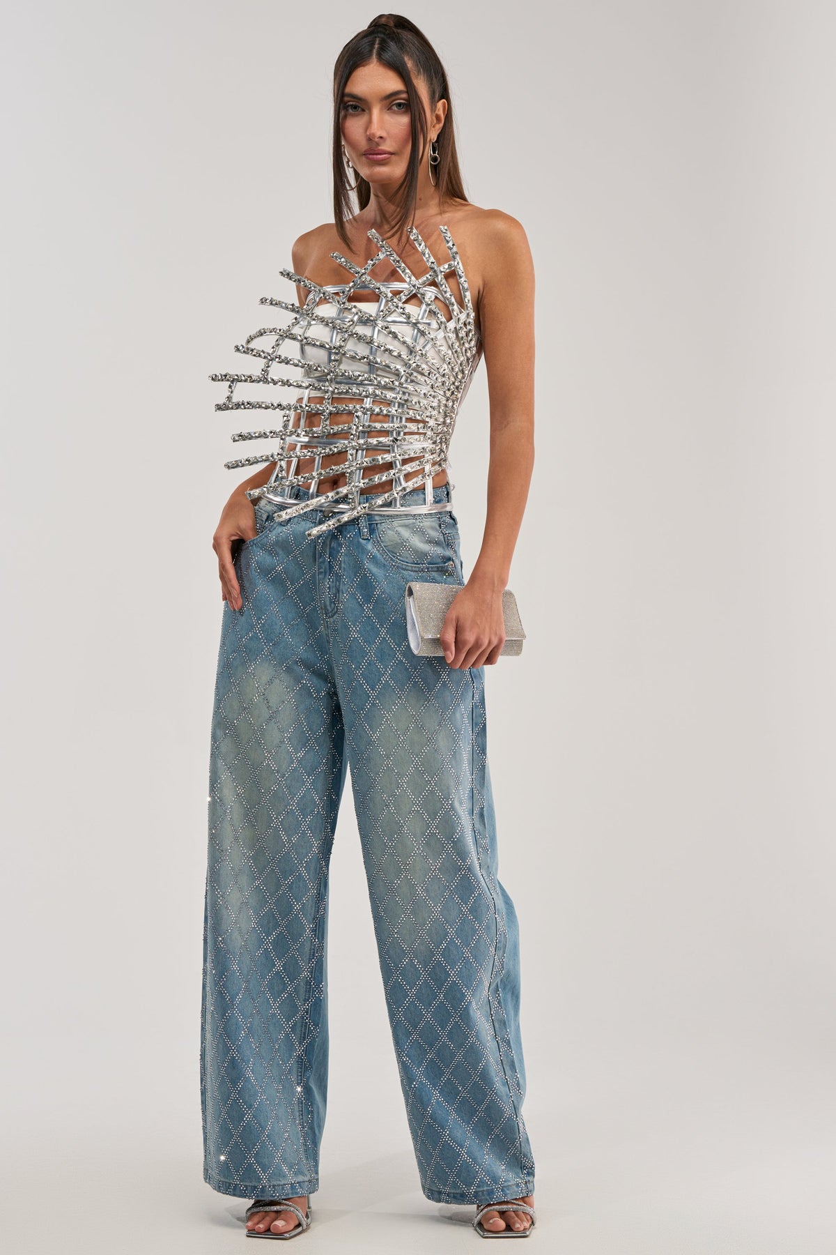 MADE YA LOOK RHINESTONE CAGE CORSET