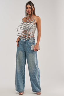 MADE YA LOOK RHINESTONE CAGE CORSET
