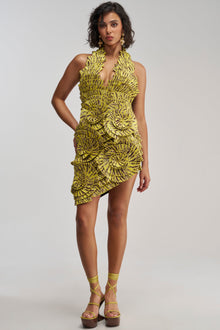 SHOWING OFF NOVELTY MINI DRESS IN YELLOW MULTI