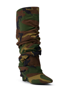 Sisoras AZALEA WANG ZUMMA CAMO RUCHED WEDGE BOOT