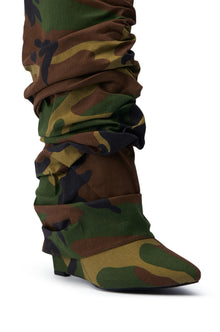 Sisoras AZALEA WANG ZUMMA CAMO RUCHED WEDGE BOOT