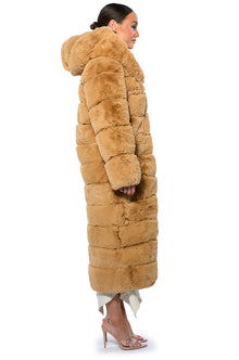 AZALEA WANG FAUX FUR PANEL HOODED TRENCH