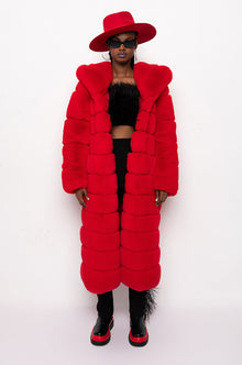 AZALEA WANG FAUX FUR PANEL HOODED TRENCH