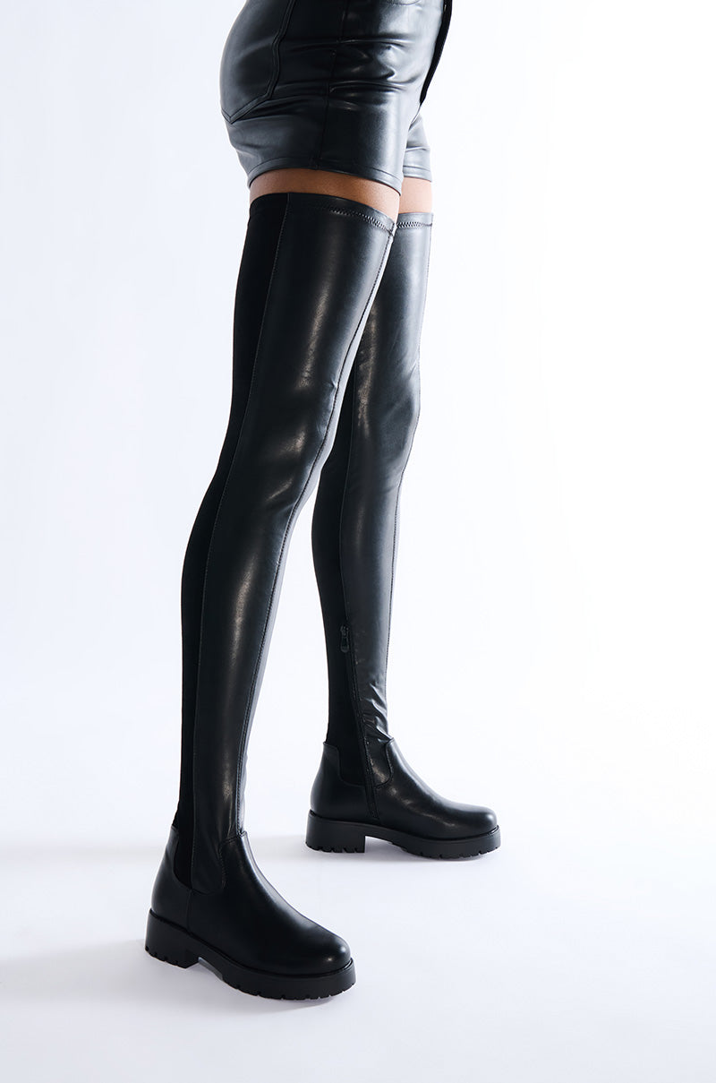 Sisoras AZALEA WANG HAYDEE BLACK OVER THE KNEE SUEDE AND PU BOOT