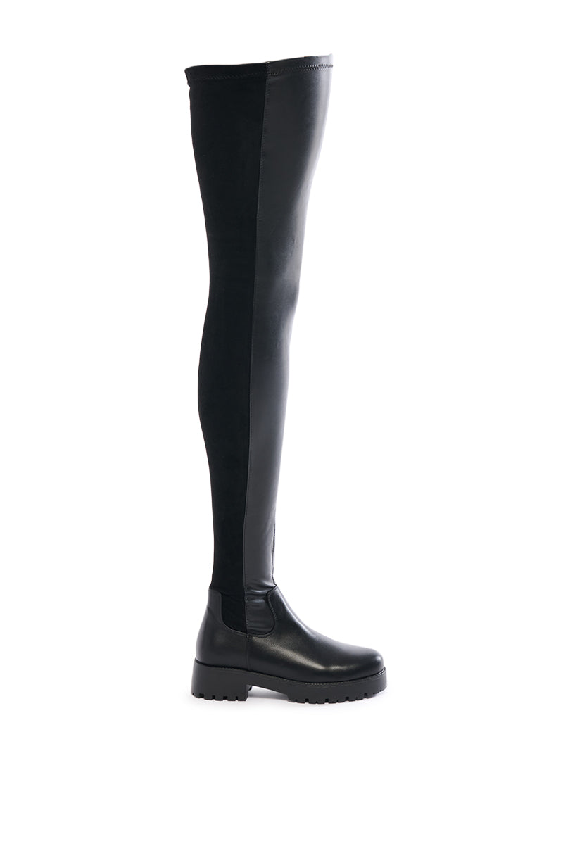 Sisoras AZALEA WANG HAYDEE BLACK OVER THE KNEE SUEDE AND PU BOOT