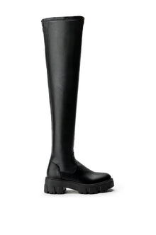 Sisoras AZALEA WANG LATE NIGHTS OVER THE KNEE FLATFORM BOOT WITH 4 WAY STRETCH IN BLACK