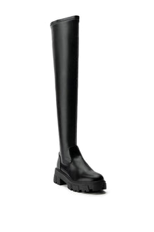 Sisoras AZALEA WANG LATE NIGHTS OVER THE KNEE FLATFORM BOOT WITH 4 WAY STRETCH IN BLACK