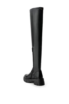 Sisoras AZALEA WANG LATE NIGHTS OVER THE KNEE FLATFORM BOOT WITH 4 WAY STRETCH IN BLACK