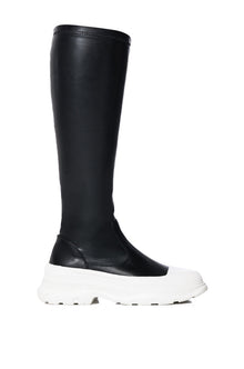 Sisoras AZALEA WANG LOIS 4 WAY STRETCH MID CALF FLATFORM BOOTS IN BLACK