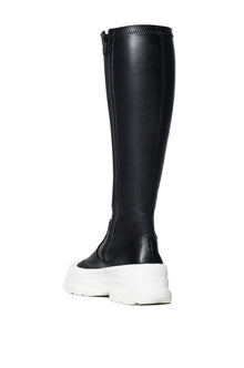 Sisoras AZALEA WANG LOIS 4 WAY STRETCH MID CALF FLATFORM BOOTS IN BLACK