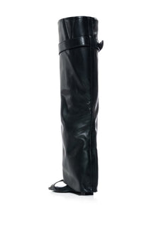 AZALEA WANG MARIETTA FOLD OVER OPEN TOE SANDAL BOOT IN BLACK