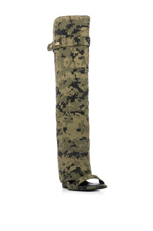 Sisoras AZALEA WANG MARIETTA FOLD OVER OPEN TOE SANDAL BOOT IN CAMO