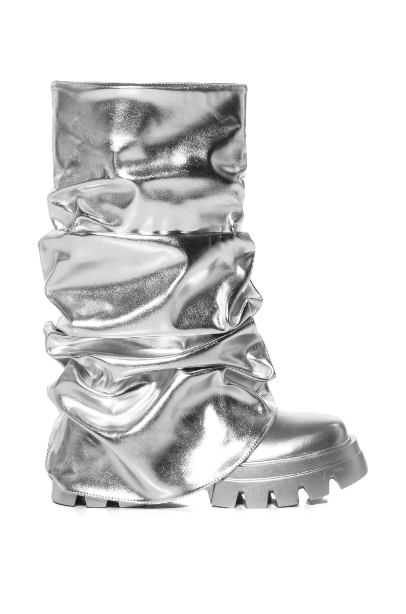 Sisoras AZALEA WANG MATE METALLIC MID CALF BOOT IN SILVER