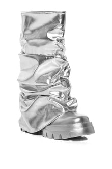 Sisoras AZALEA WANG MATE METALLIC MID CALF BOOT IN SILVER