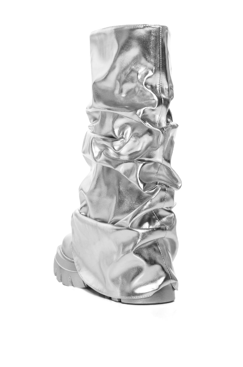Sisoras AZALEA WANG MATE METALLIC MID CALF BOOT IN SILVER