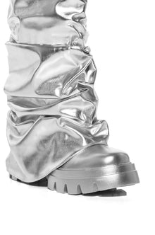 Sisoras AZALEA WANG MATE METALLIC MID CALF BOOT IN SILVER