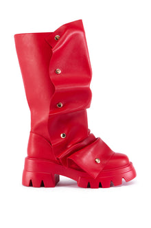 Sisoras AZALEA WANG SYBEL BUTTON FLAT BOOTIE IN RED