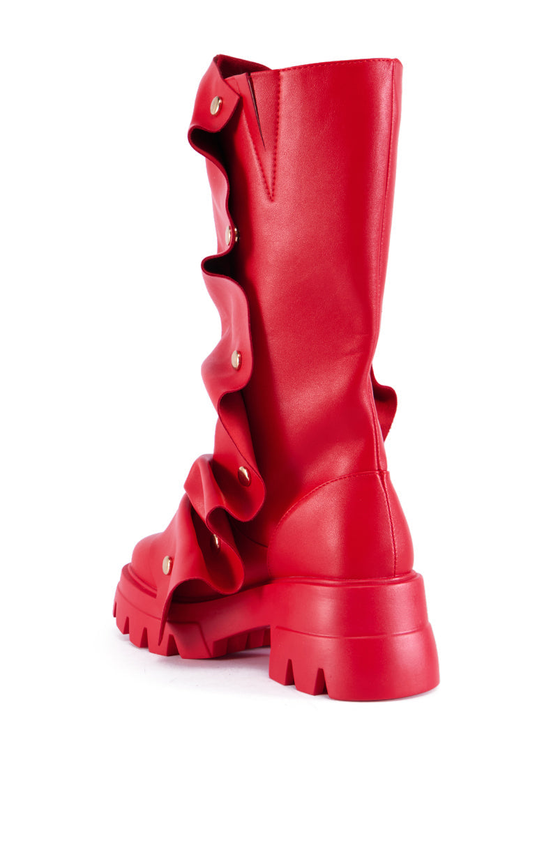 Sisoras AZALEA WANG SYBEL BUTTON FLAT BOOTIE IN RED