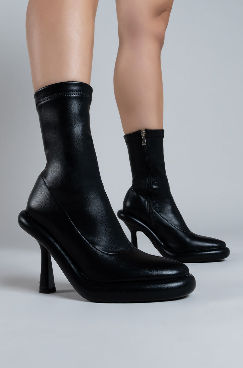 Sisoras AZALEA WANG TARROW STILETTO PU BOOTIE IN BLACK