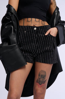 Sisoras BRITTNI RHINESTONE CARGO DENIM SHORT IN BLACK