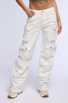 Sisoras BROOKLYN CARGO POCKET WIDE LEG JEAN IN WHITE